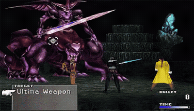 A Video Game Screen Shows A Target Ultima Weapon And A Bullet Time GIF