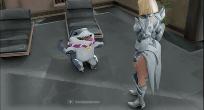 A Video Game Screen Shows A Woman Standing Next To A Dog And The Words " Readmyperson " On The Bottom Right GIF