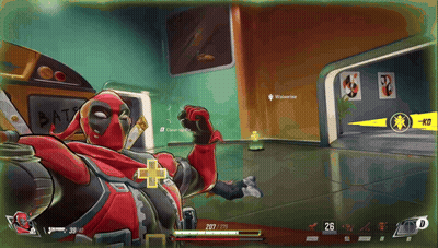A Video Game Screen Shows Deadpool Laying On The Floor GIF