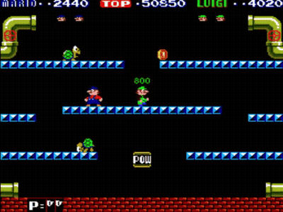 A Video Game Screen Shows Mario And Luigi Fighting A Turtle GIF