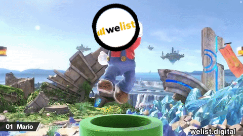 A Video Game Screen Shows Mario Jumping Over A Green Pipe GIF