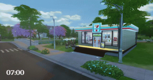 A Video Game Shows A 7 Eleven Store With A Time Of 07:00 GIF