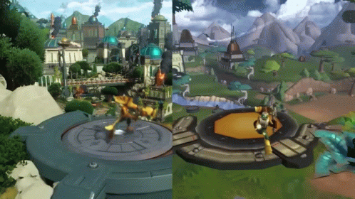 A Video Game Shows A City And A Valley GIF