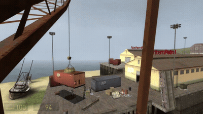 A Video Game Shows A Dock With A Building That Says Northern Point GIF