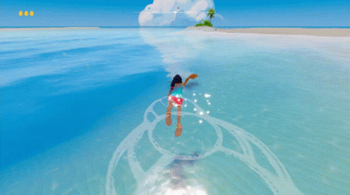 Video Game Character Swimming In Ocean GIF