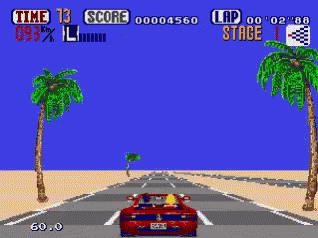 A Video Game Shows A Red Car Driving Down A Road GIF