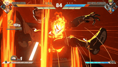 A Video Game Shows Ghost Rider And Captain America Fighting Each Other GIF