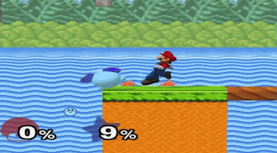 A Video Game Where Mario And Kirby Are Fighting Each Other GIF