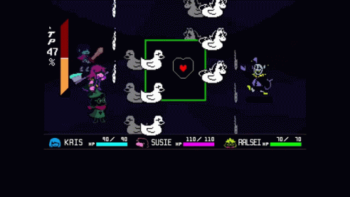 A Video Game Where Susie Used Rude Buster Is Being Played GIF