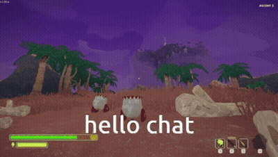 A Video Game With A Green Character Holding An Umbrella And Says Hello Chat GIF