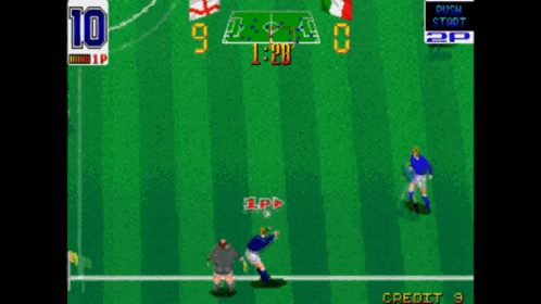 A Video Game With A Score Of 9 To 0 And A Credit 9 GIF