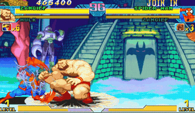 A Video Game With Hulk And Spider-Man Fighting GIF