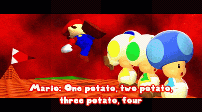 A Video Game With Mario One Potato Two Potato And Three Potato Four GIF