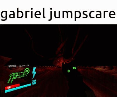 A Video Game With The Name Gabriel Jumpscared On The Bottom GIF