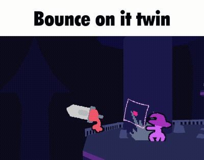 A Video Game With The Words " Bounce On It Twin " On The Bottom GIF