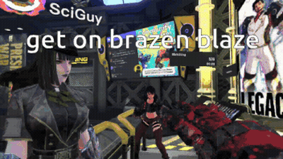 A Video Game With The Words Get On Brazen Blaze At The Top GIF