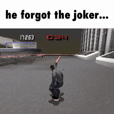 A Video Game With The Words He Forgot The Joker On The Bottom GIF