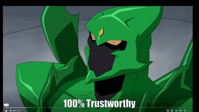 A Video Of A Cartoon Character With The Words 100 % Trustworthy At The Bottom GIF