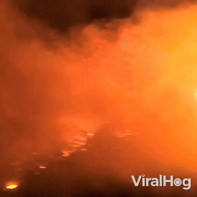 A Video Of A Fire With The Words Viralhog Written On The Bottom GIF