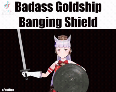 A Video Of A Girl Holding A Sword And Shield GIF