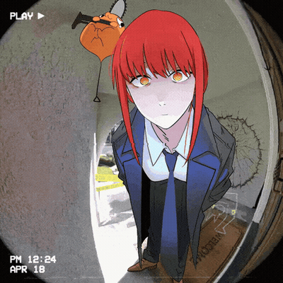 A Video Of A Girl With Red Hair And A Welcome Mat GIF