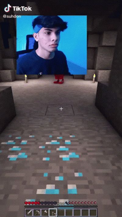 A Video Of A Man In A Black Shirt Is Being Played In Minecraft GIF