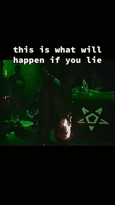 A Video Of A Man Playing A Guitar With The Words " This Is What Will Happen If You Lie " At The Top GIF