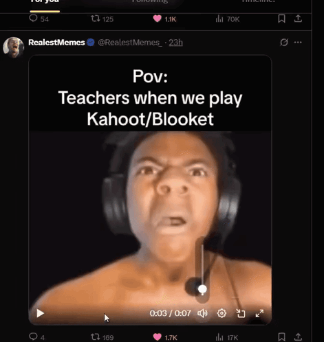 A Video Of A Man Wearing Headphones Is Titled Teachers When We Play Kahoot / Blooket GIF
