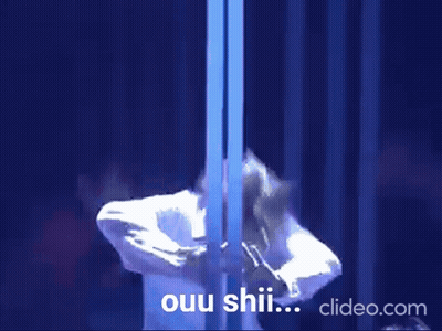 A Video Of A Person Dancing With The Words Ouu Shii Behind Them GIF