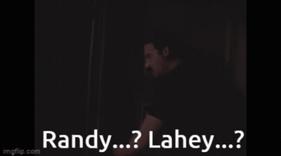 A Video Of A Person In A Dark Room With The Words Randy Lahey On The Bottom GIF