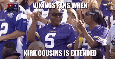 A Vikings Fan Wearing Number 5 Applauds During A Game GIF