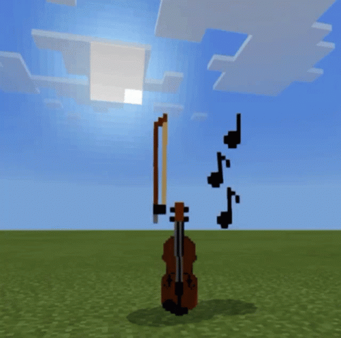 A Violin In A Video Game With Music Notes Coming Out Of It 'S Bow GIF