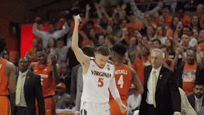 A Virginia Basketball Player Celebrates His Team 'S Win GIF
