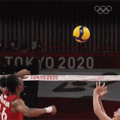 A Volleyball Game Is Being Played At The Olympics In Tokyo GIF