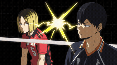 A Volleyball Player With The Number 5 On His Jersey Stands Next To Another Player GIF