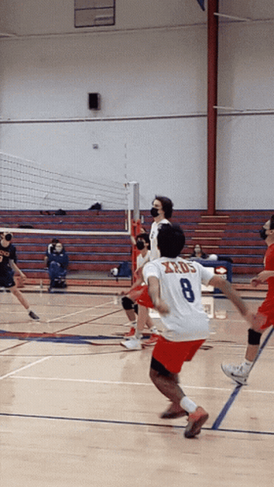 A Volleyball Player With The Number 8 On His Back GIF