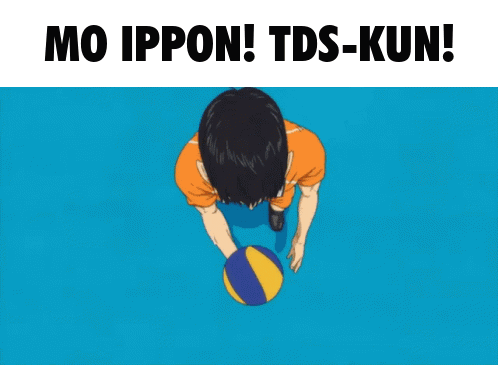 A Volleyball Player With The Words Mo Ippon Tds-Kun On The Bottom GIF