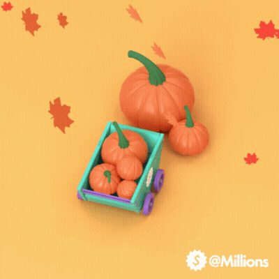 A Wagon Full Of Pumpkins With A Dollar Sign On The Side GIF