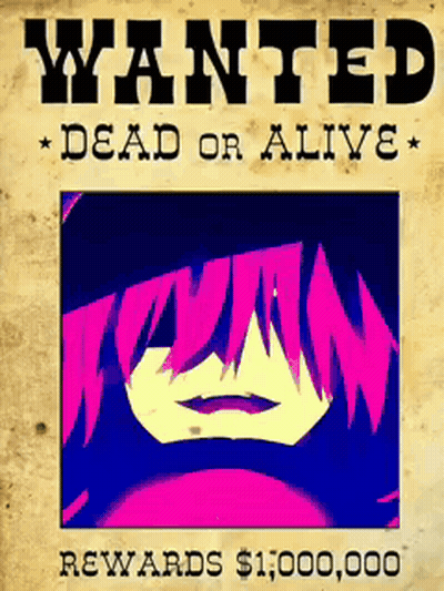 A Wanted Poster For A Person With Pink Hair And A Reward Of $ 1,000,000 GIF