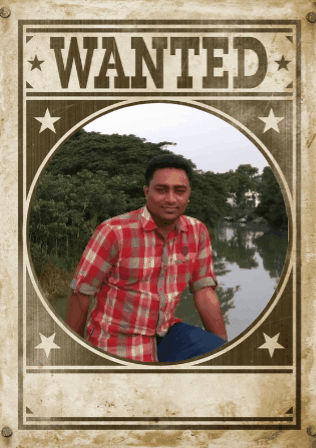 A Wanted Poster With A Picture Of A Man GIF