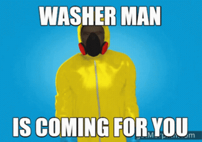 A Washer Man Is Coming For You With A Blue Background GIF