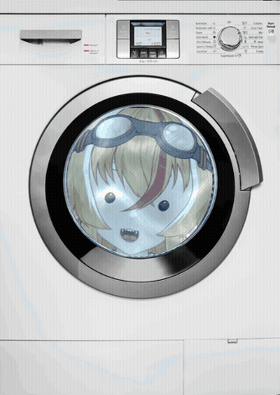 A Washing Machine Has A Picture Of A Girl In The Door GIF