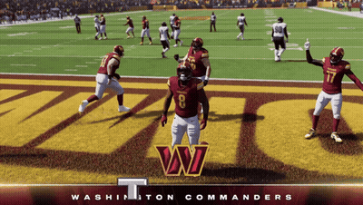 A Washington Commanders Football Game Is Being Played On A Field GIF