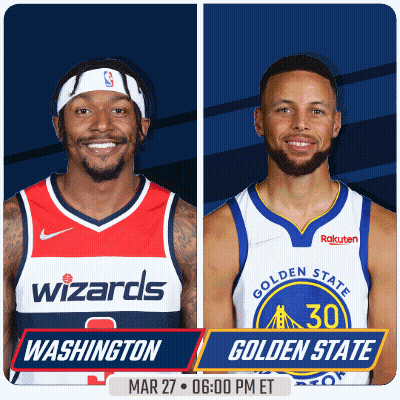 A Washington Wizards Player And A Golden State Warriors Player Are Shown GIF