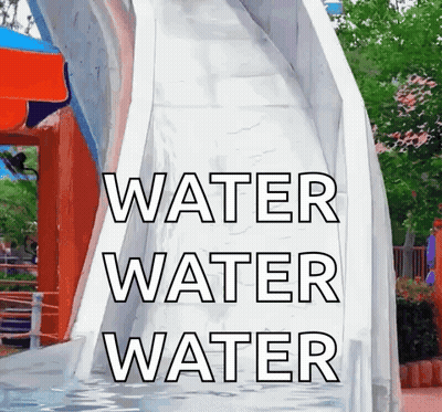 A Water Slide At A Water Park With The Words Water Water Water Below It GIF