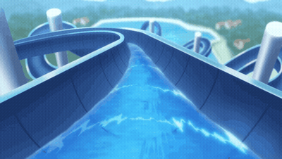 A Water Slide Is Going Down A Hill Of Water GIF