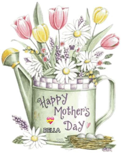 A Watering Can With Flowers In It And The Words Happy Mother 'S Day GIF