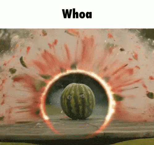 A Watermelon Is Being Thrown Into A Fire Ring With The Words Whoa Below It GIF