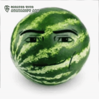 A Watermelon With A Face Drawn On It And The Words Avatarify App Below It GIF