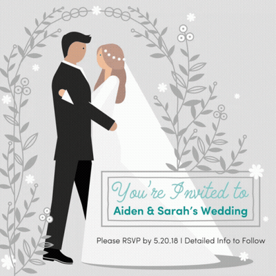 A Wedding Invitation For Aiden And Sarah GIF